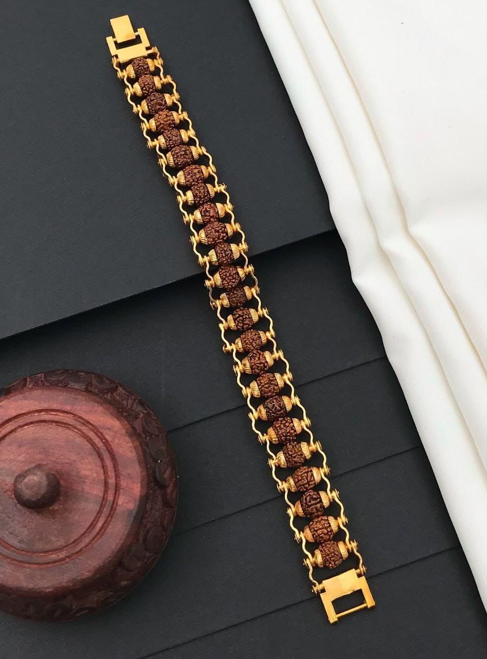 Gold Plated Rudraksha Bracelet + Free 5 Mukhi Rudraksha Bracelet