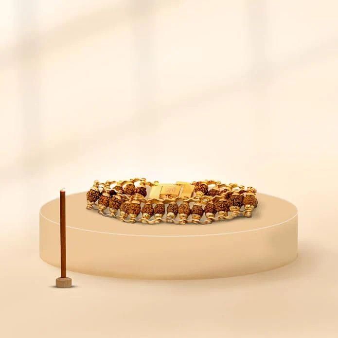 Gold Plated Rudraksha Bracelet + Free 5 Mukhi Rudraksha Bracelet