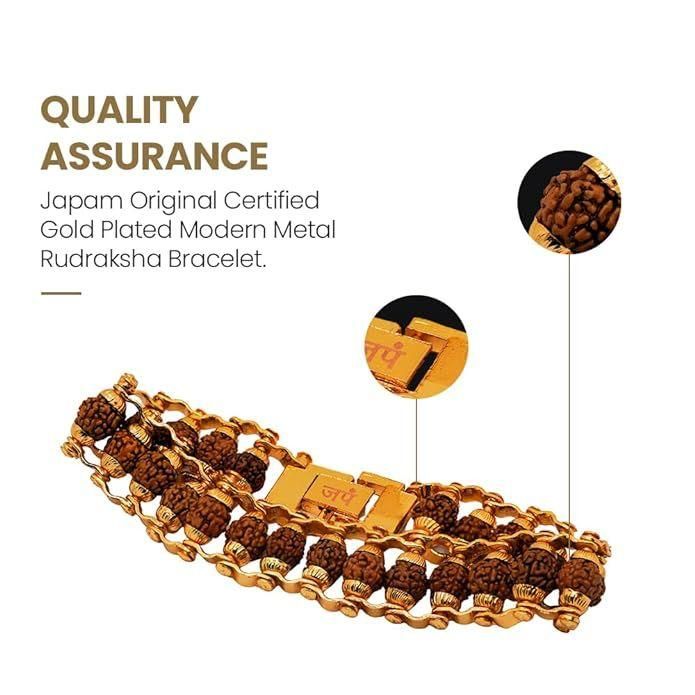 Gold Plated Rudraksha Bracelet + Free 5 Mukhi Rudraksha Bracelet