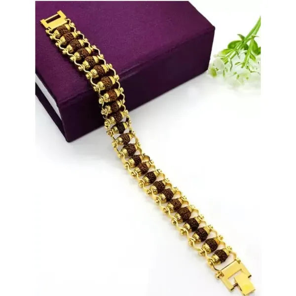 Gold Plated Rudraksha Bracelet + Free 5 Mukhi Rudraksha Bracelet