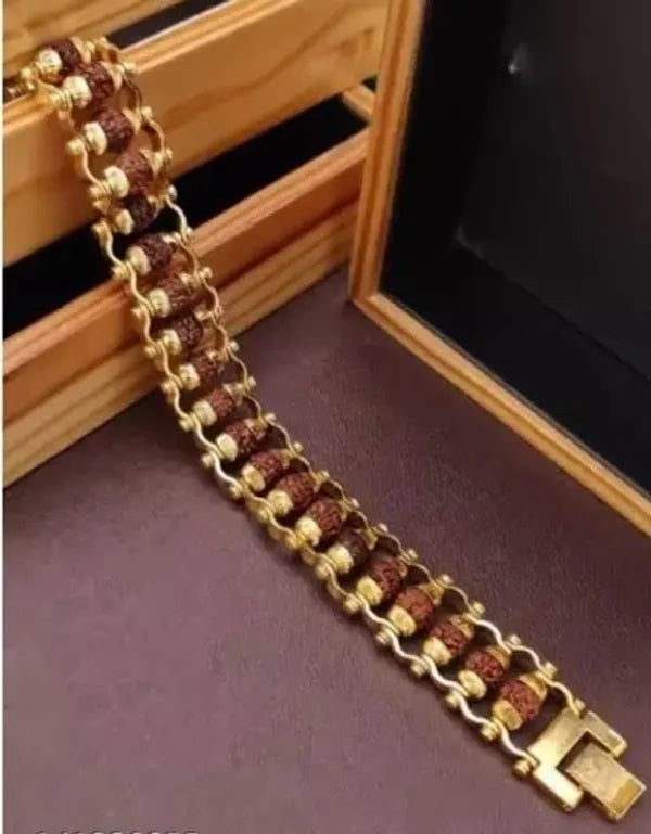 Gold Plated Rudraksha Bracelet + Free 5 Mukhi Rudraksha Bracelet