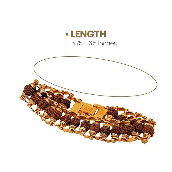Gold Plated Rudraksha Bracelet + Free 5 Mukhi Rudraksha Bracelet