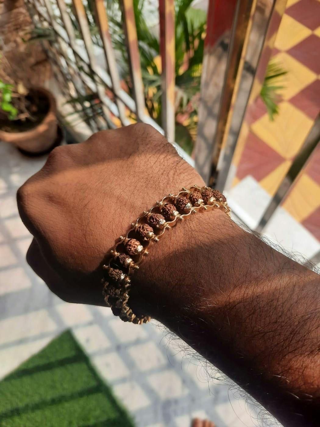 Gold Plated Rudraksha Bracelet + Free 5 Mukhi Rudraksha Bracelet